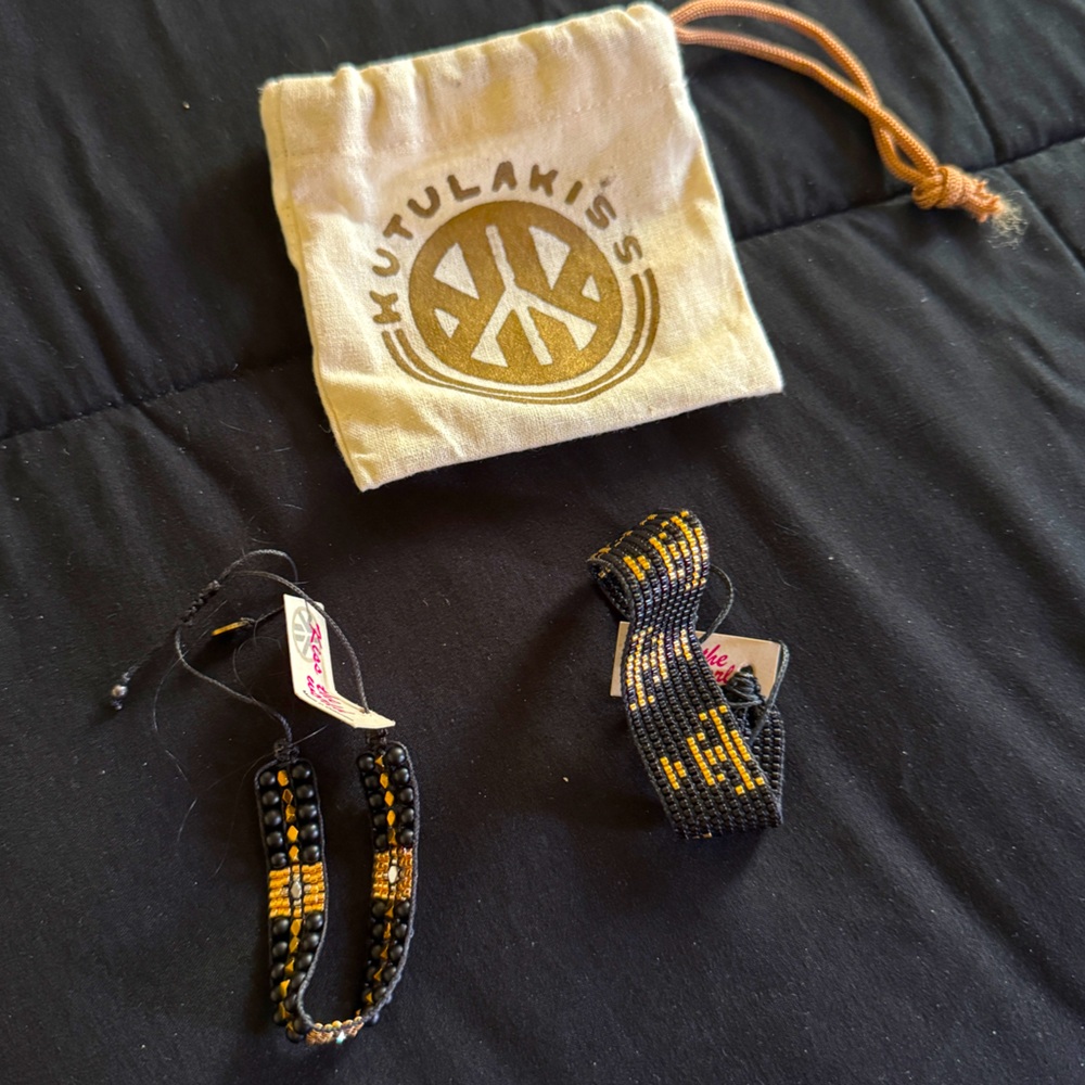 Kutula Kiss Black and Gold Beaded Bracelets